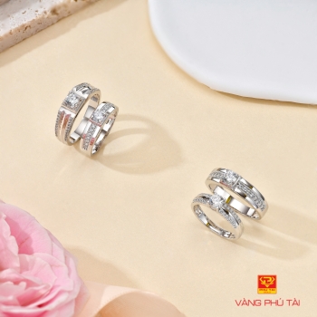 Nhẫn cưới vàng trắng (mã NC 103011)